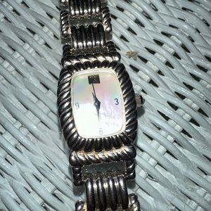Judith Ripka Sterling Silver MOP Dial Quartz Watch Vintage